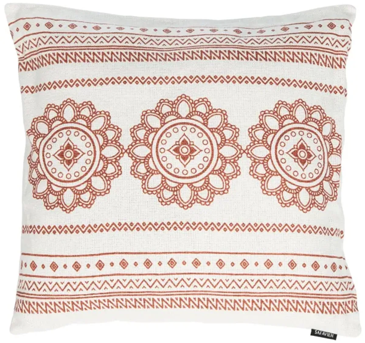 Textures And Weaves Accent Pillow in Off White/Red by Safavieh