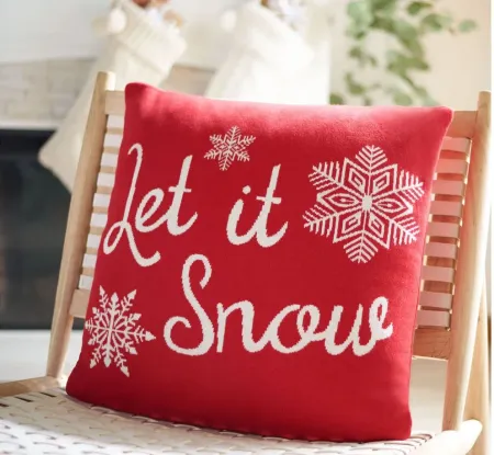 Holiday Snowfall Pillow in Red by Safavieh