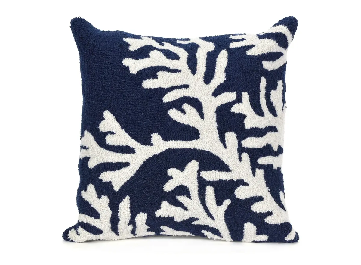 Liora Manne Frontporch Coral Pillow in Navy by Trans-Ocean Import Co Inc