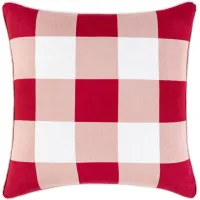 Buffalo Plaid Poly Fill Pillow in Bright Red, Pale Pink, White by Surya