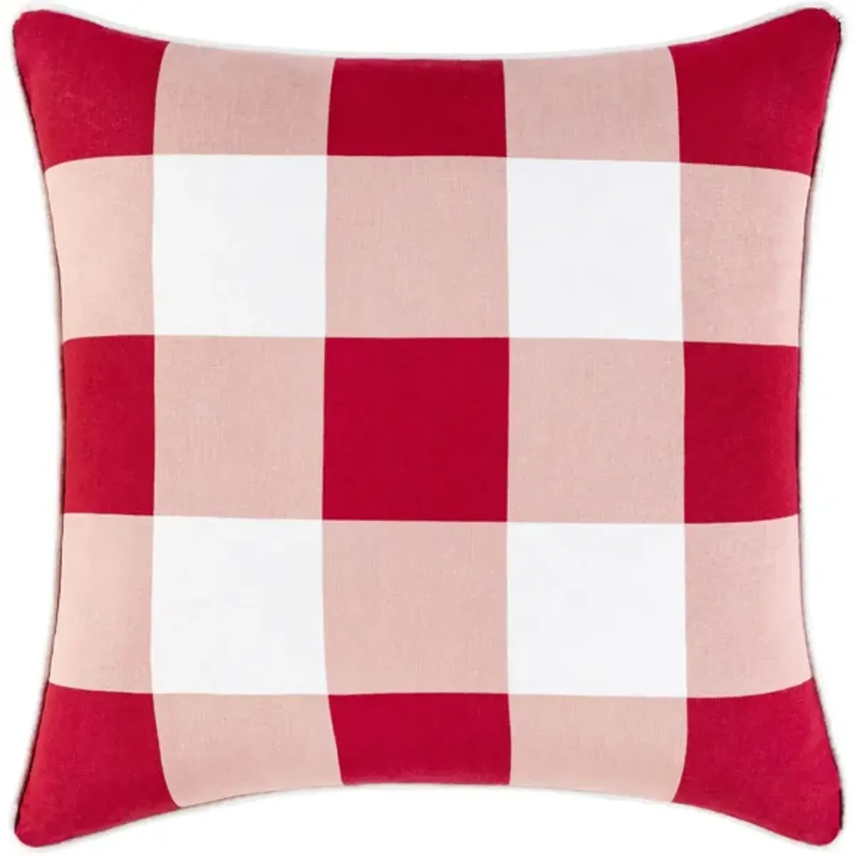 Buffalo Plaid Poly Fill Pillow in Bright Red, Pale Pink, White by Surya