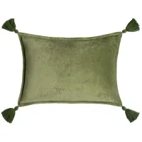Cotton Velvet Poly Fill Pillow in Grass Green, Dark Green by Surya