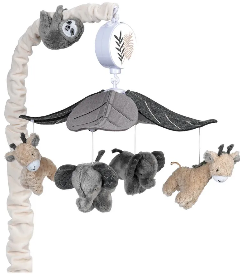 Baby Jungle Musical Baby Crib Mobile in Gray by Lambs & Ivy