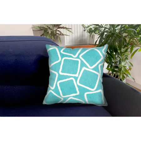Liora Manne Visions I Squares Pillow in Aqua by Trans-Ocean Import Co Inc