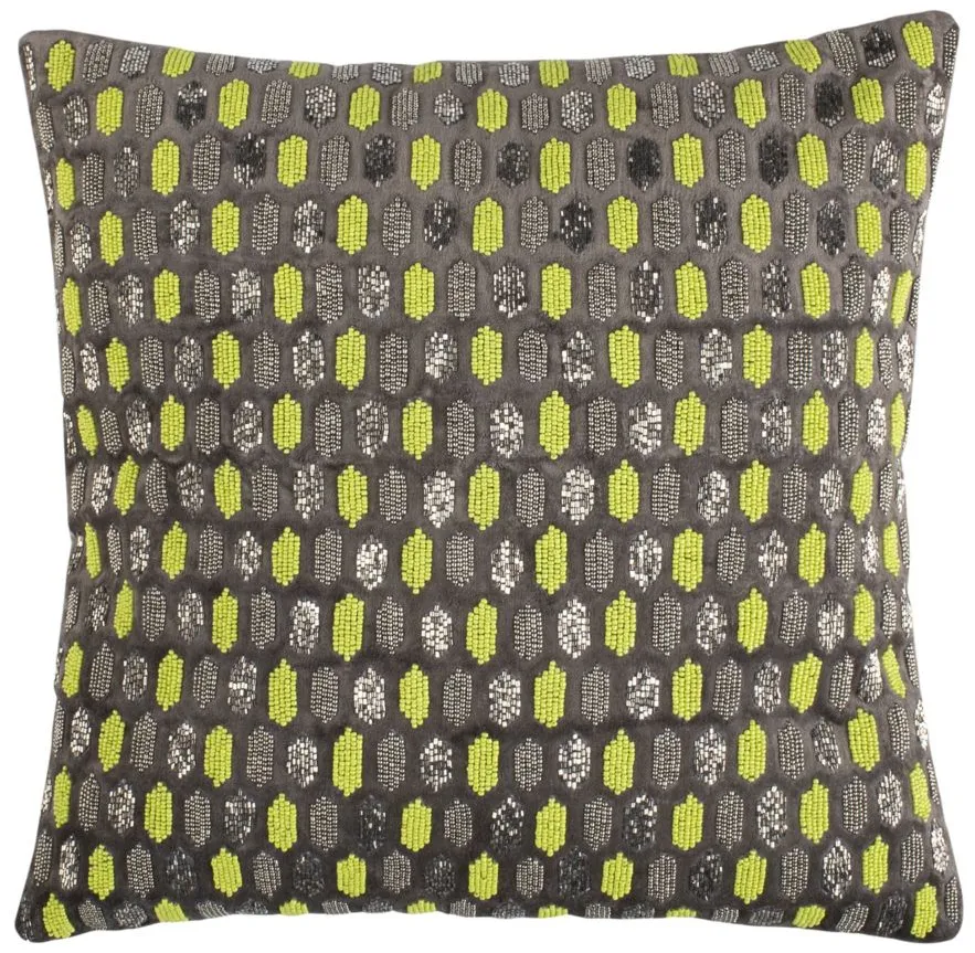 Embellished Reston Accent Pillow in Green/Gray by Safavieh