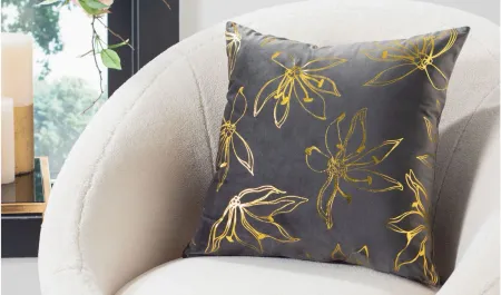 Embellished Yari Accent Pillow in Gray/Gold by Safavieh