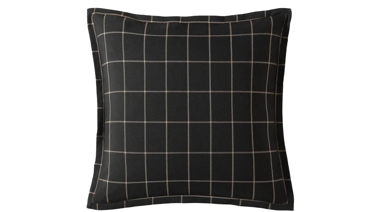 Windowpane Plaid Euro Sham in Black by HiEnd Accents