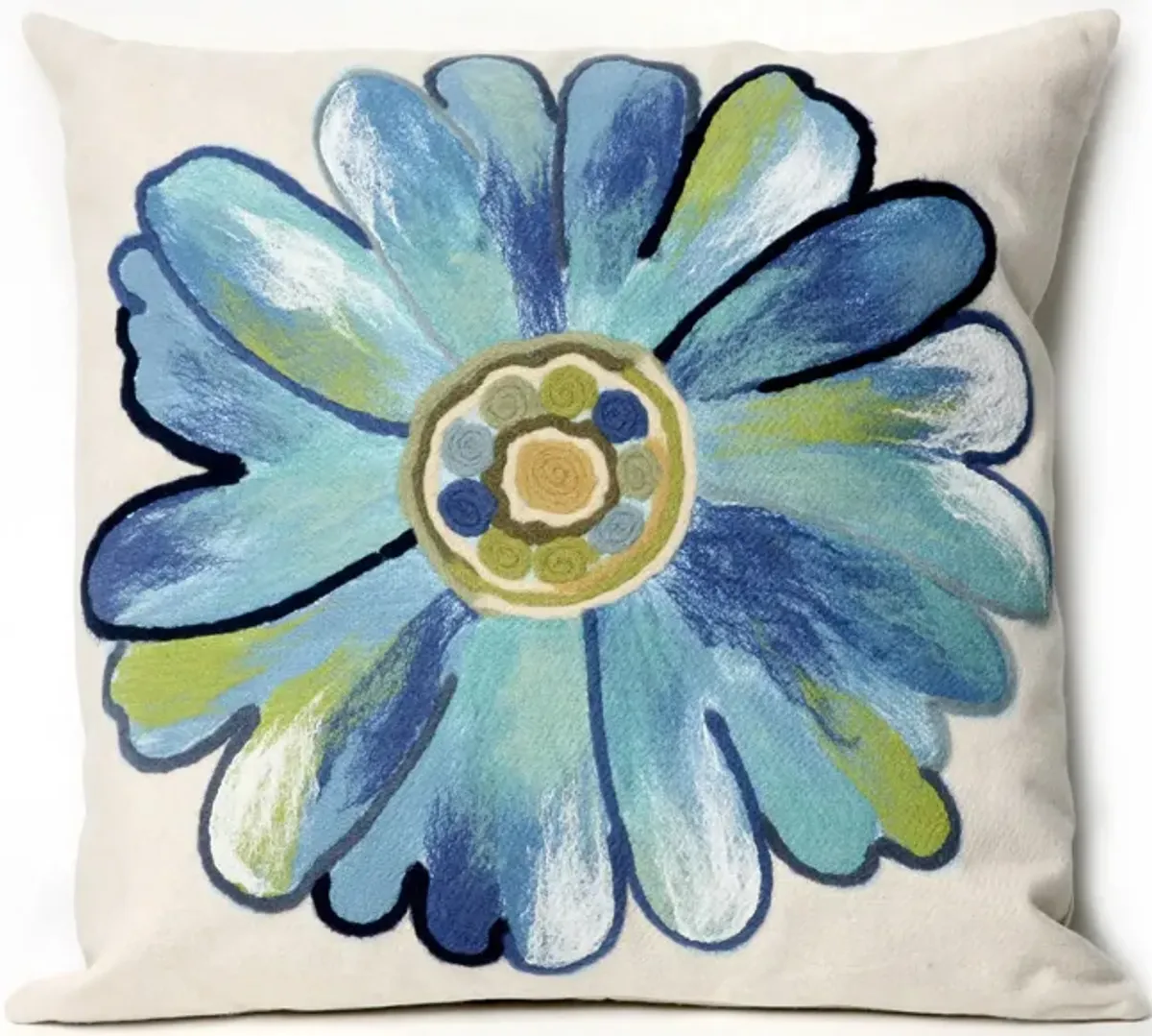 Liora Manne Visions III Daisy Pillow in Aqua by Trans-Ocean Import Co Inc