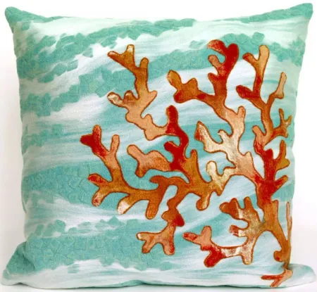 Liora Manne Visions III Coral Wave Pillow in Aqua by Trans-Ocean Import Co Inc
