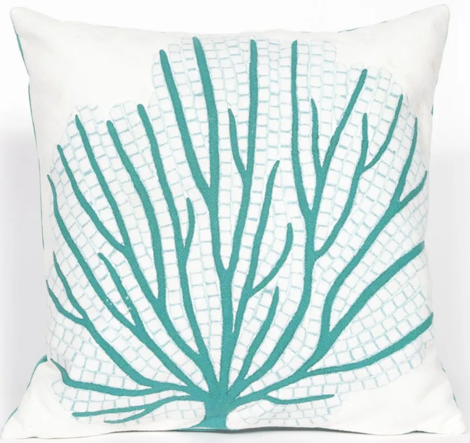Liora Manne Visions III Coral Fan Pillow in Aqua by Trans-Ocean Import Co Inc