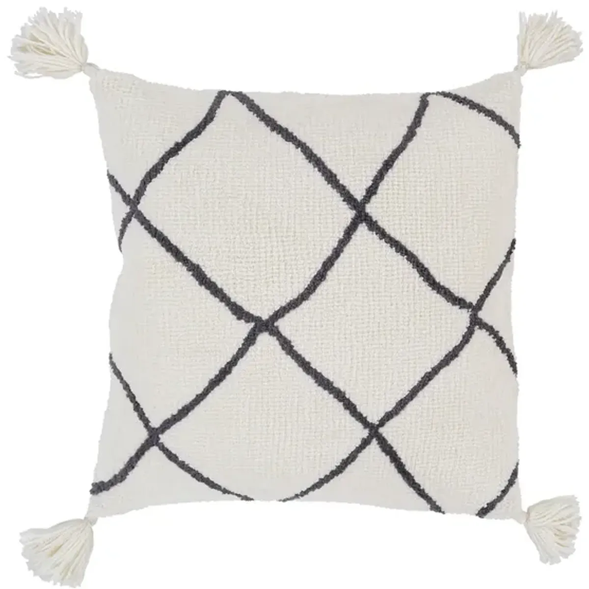 Braith 18" Down Filled Throw Pillow in Cream, Charcoal by Surya