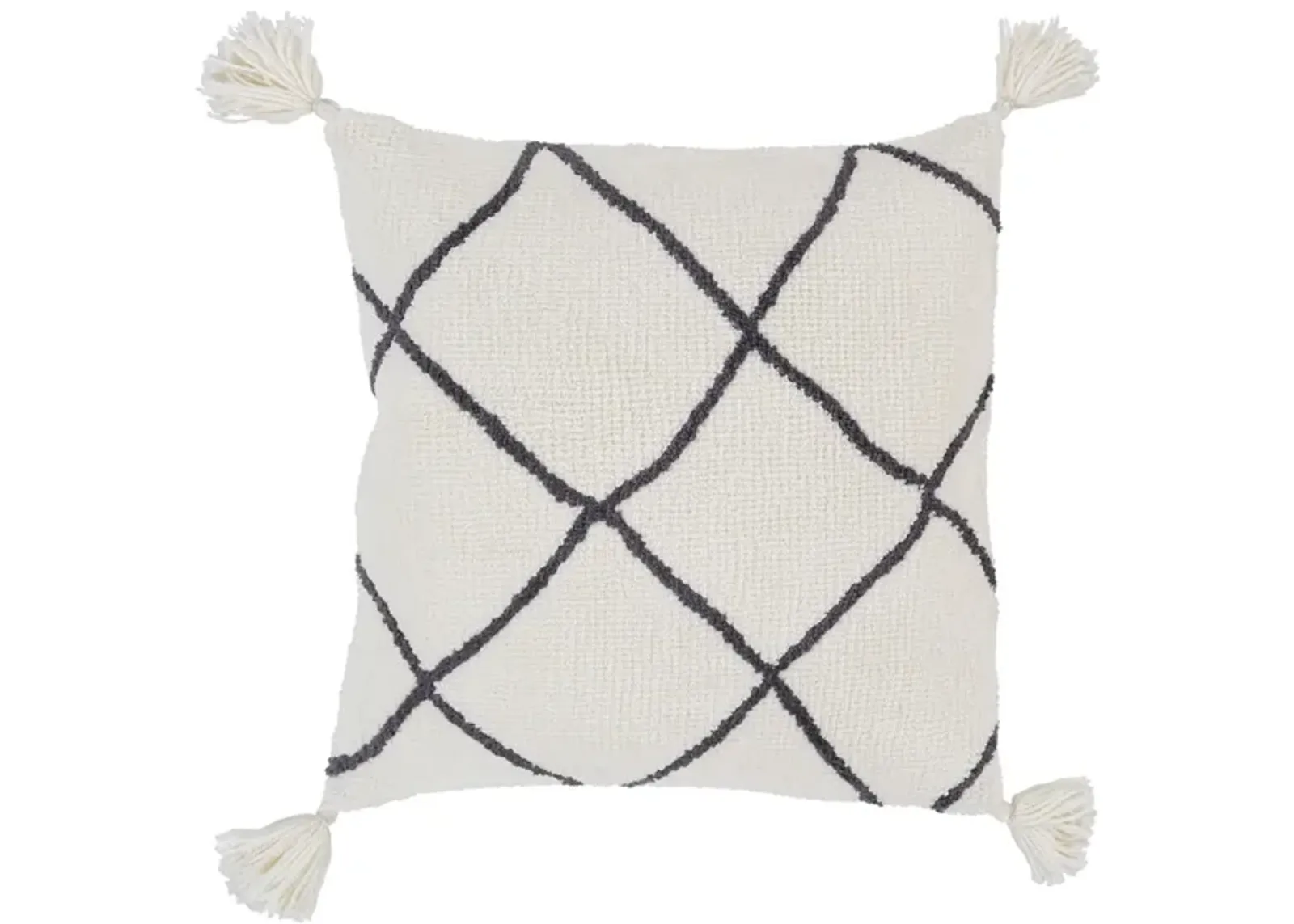 Braith 18" Down Filled Throw Pillow in Cream, Charcoal by Surya