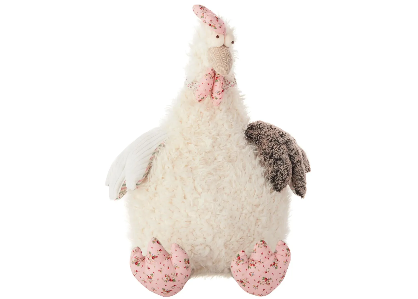 Mina Victory Rooster Plush Animal in Ivory/Pink by Nourison