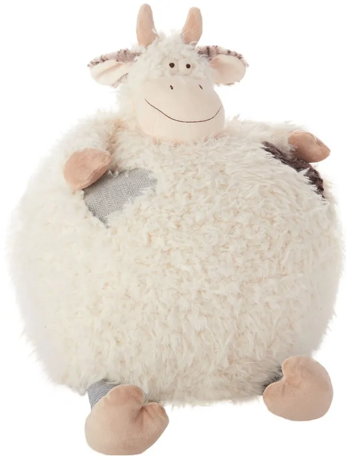 Mina Victory Round Cow Plush Animal in IVORY by Nourison