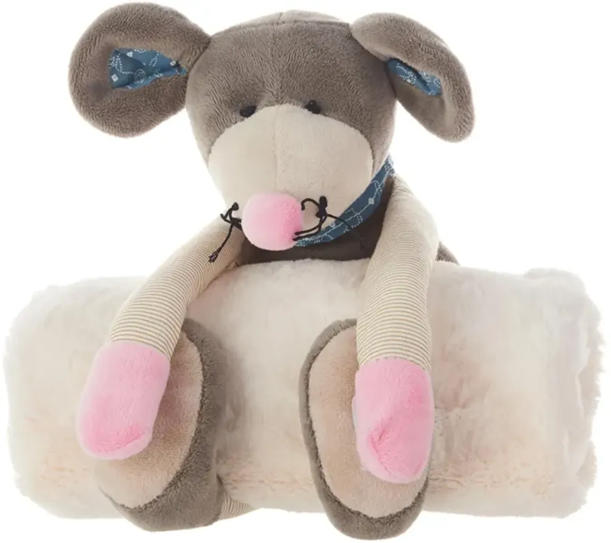 Mina Victory Plush Mouse With Blanket in GRAY by Nourison