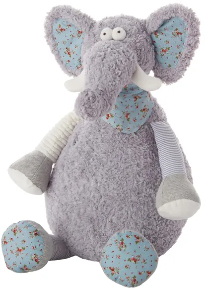 Mina Victory Elephant Plush Animal in GRAY by Nourison