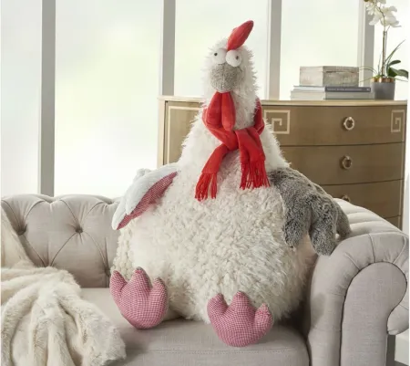 Mina Victory Holiday Rooster Plush Animal in IVORY by Nourison