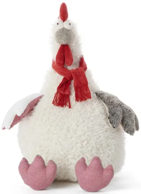 Mina Victory Holiday Rooster Plush Animal in IVORY by Nourison