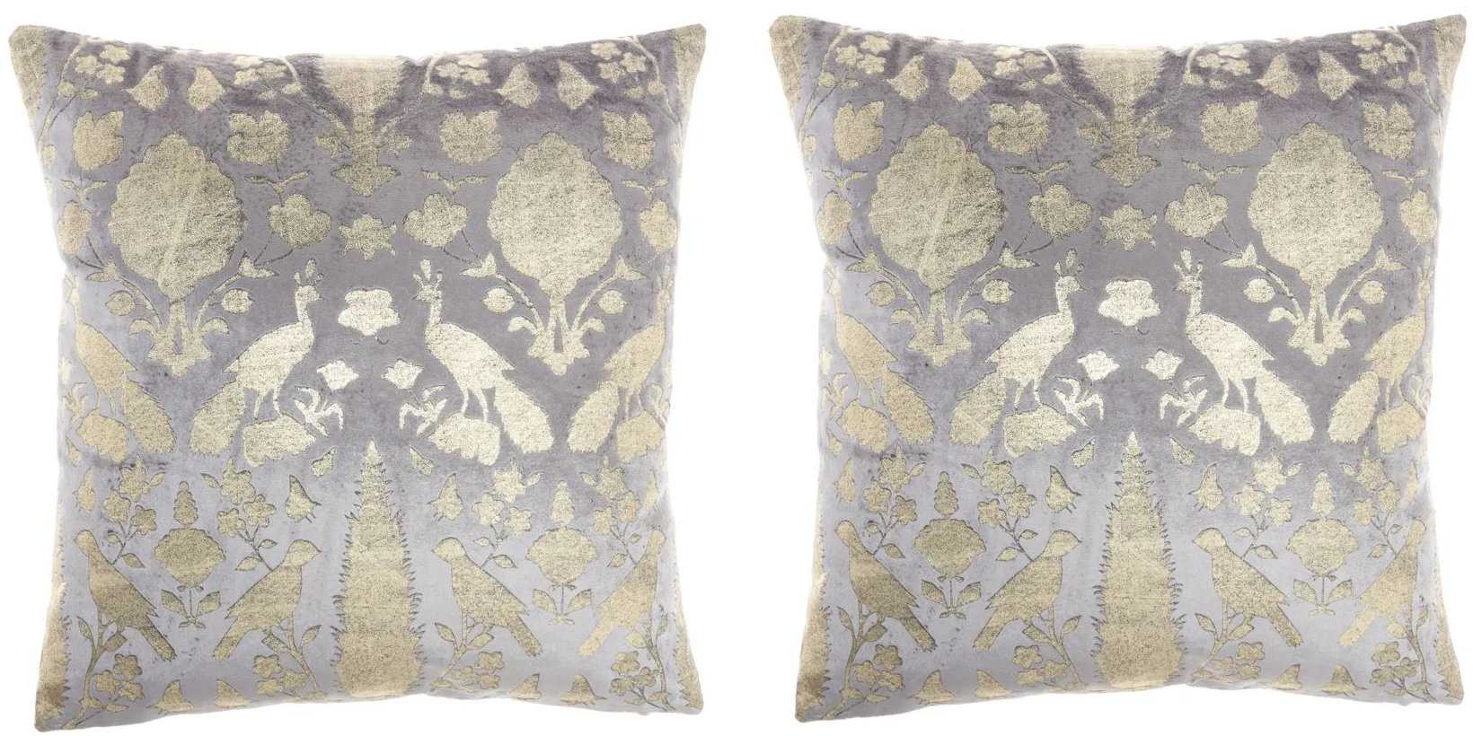 Bird Throw Pillow Set of 2 in Gray by Nourison