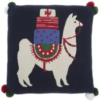 Home For the Holidays Llama with Presents Accent Pillow in Multicolor by Nourison