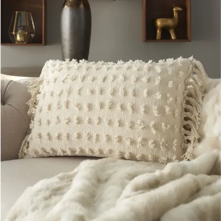 Mina Victory Cut Fray Texture Throw Pillow in Ivory by Nourison
