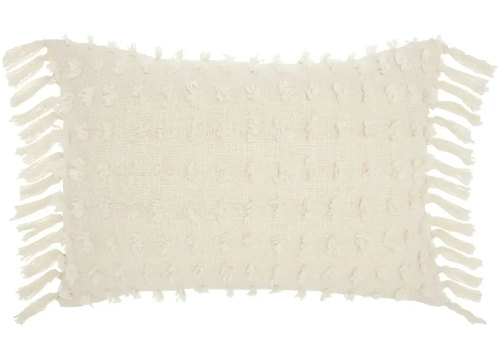 Mina Victory Cut Fray Texture Throw Pillow in Ivory by Nourison