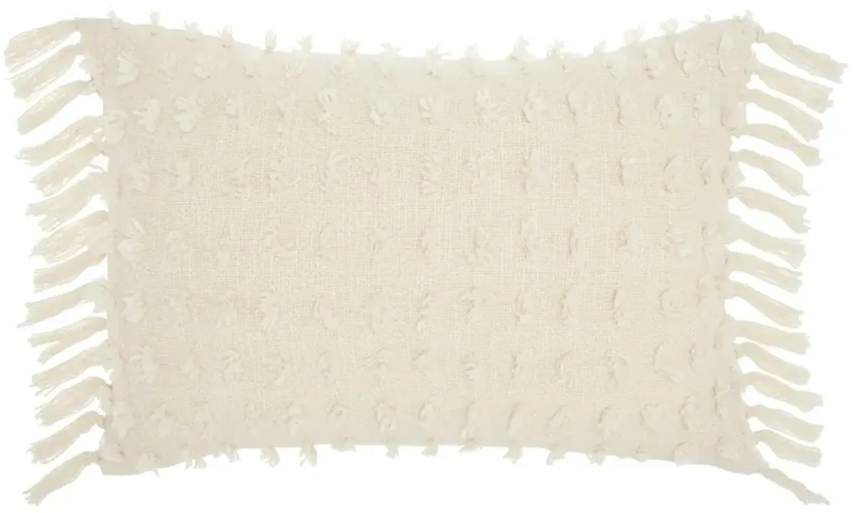 Mina Victory Cut Fray Texture Throw Pillow in Ivory by Nourison