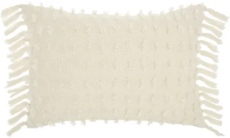 Mina Victory Cut Fray Texture Throw Pillow in Ivory by Nourison