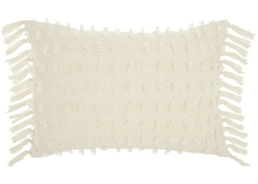 Mina Victory Cut Fray Texture Throw Pillow in Cream by Nourison