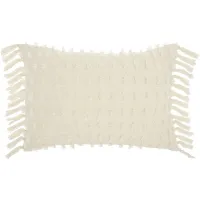 Mina Victory Cut Fray Texture Throw Pillow in Cream by Nourison