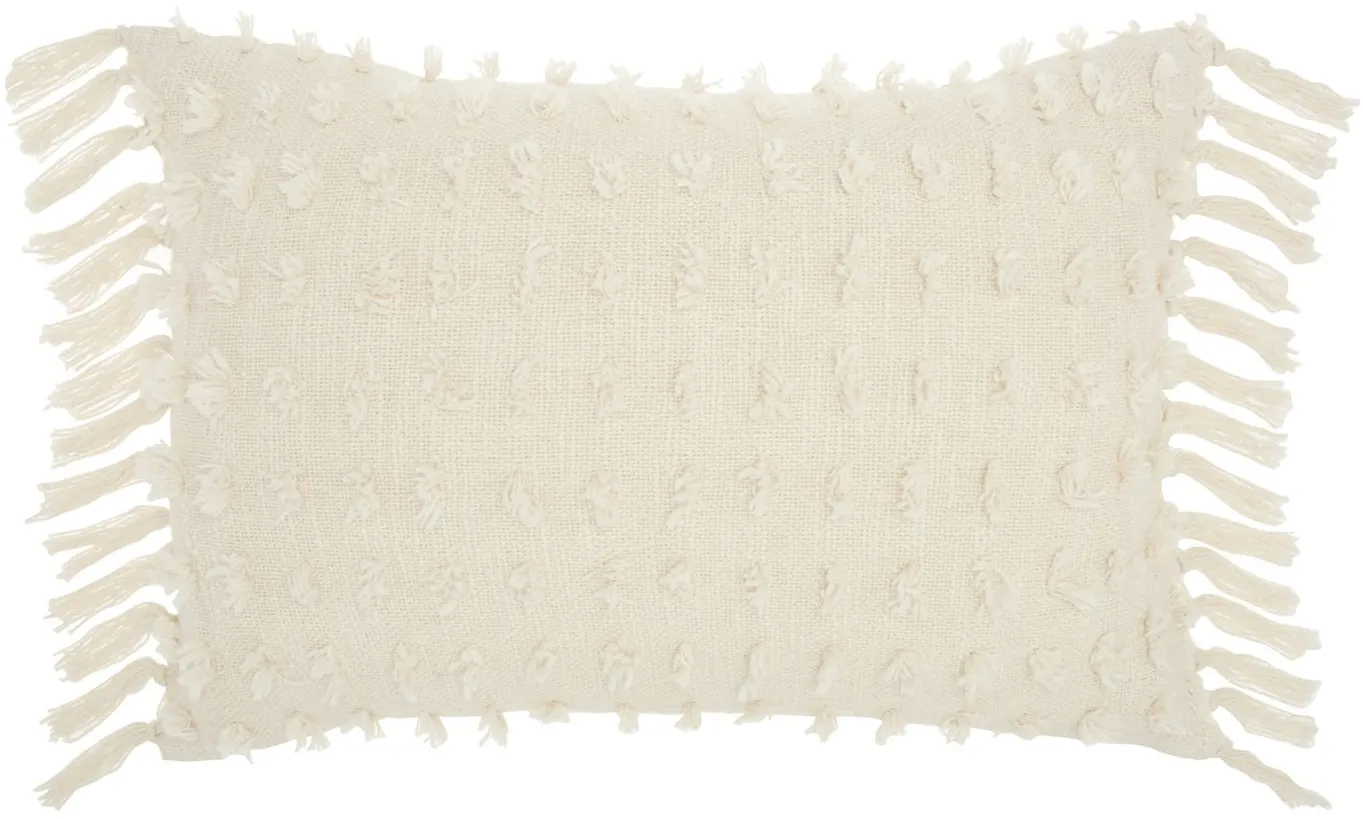 Mina Victory Cut Fray Texture Throw Pillow in Cream by Nourison