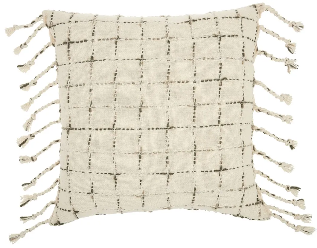 Mina Victory Woven Grid Throw Pillow in Natural by Nourison