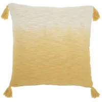 Mina Victory 22" Ombre Tassels Yellow Throw Pillow in Mustard by Nourison