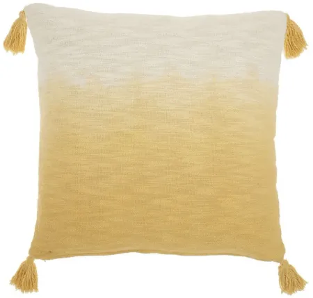 Mina Victory 22" Ombre Tassels Yellow Throw Pillow in Mustard by Nourison