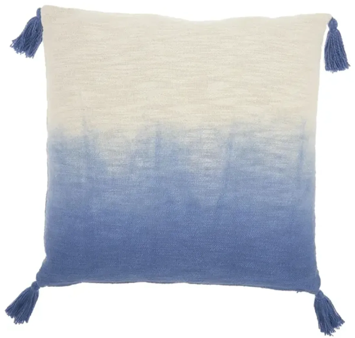 Mina Victory 22" Ombre Tassels Blue Throw Pillow