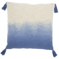 Mina Victory 22" Ombre Tassels Blue Throw Pillow in Blue by Nourison