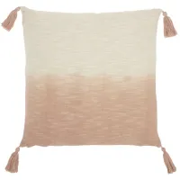 Mina Victory 22" Ombre Tassels Pink Throw Pillow in Blush by Nourison