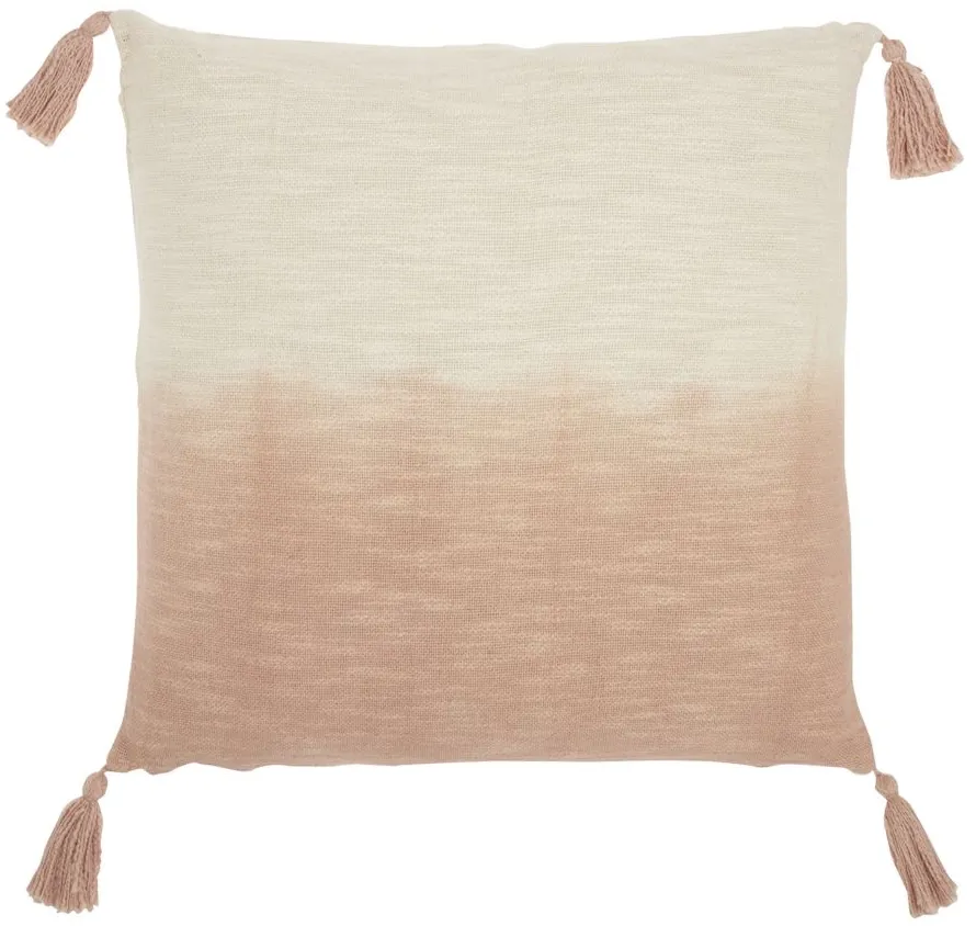 Mina Victory 22" Ombre Tassels Pink Throw Pillow in Blush by Nourison