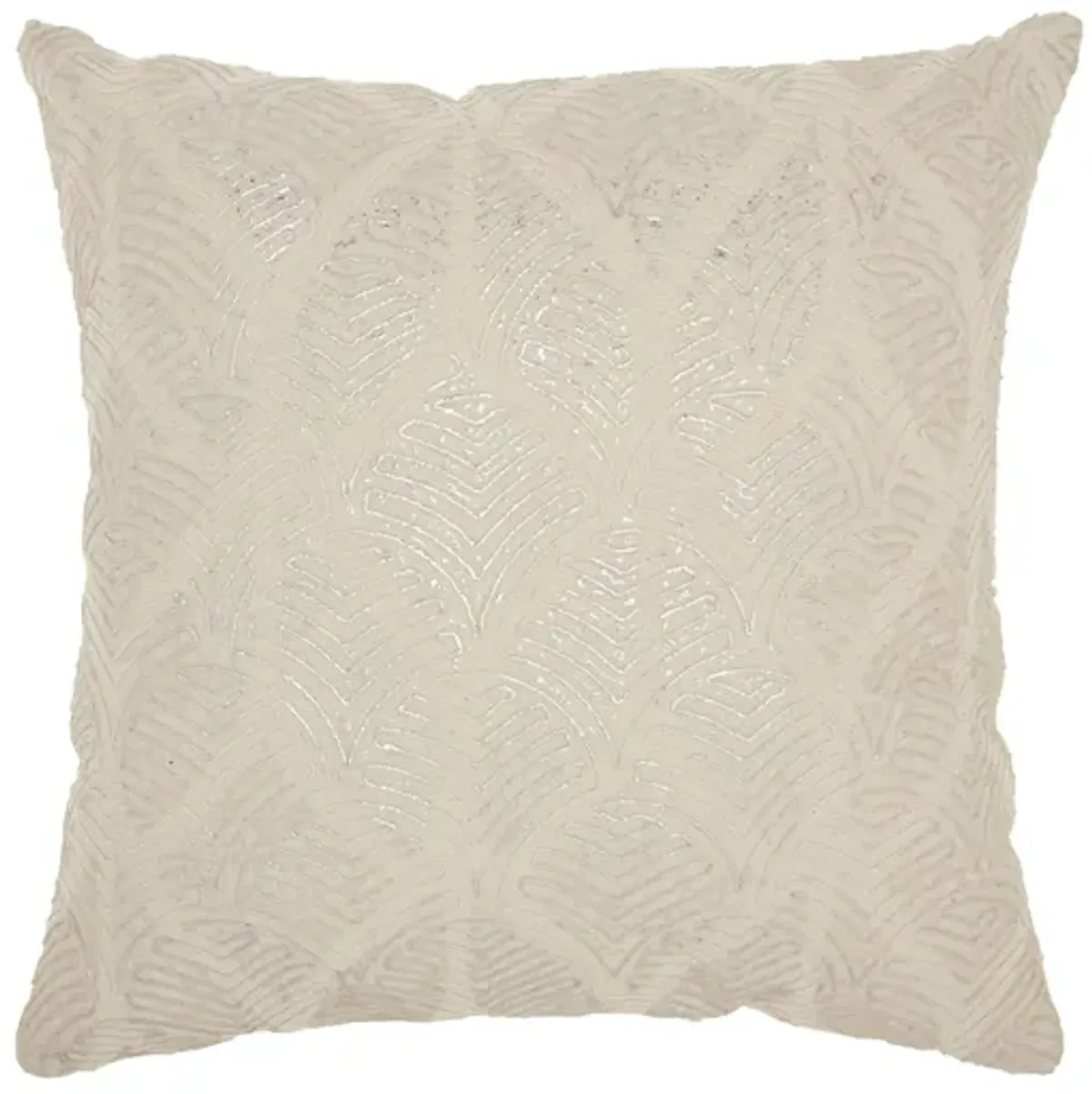 Mina Victory Feathers Throw Pillow in Ivory/Silver by Nourison