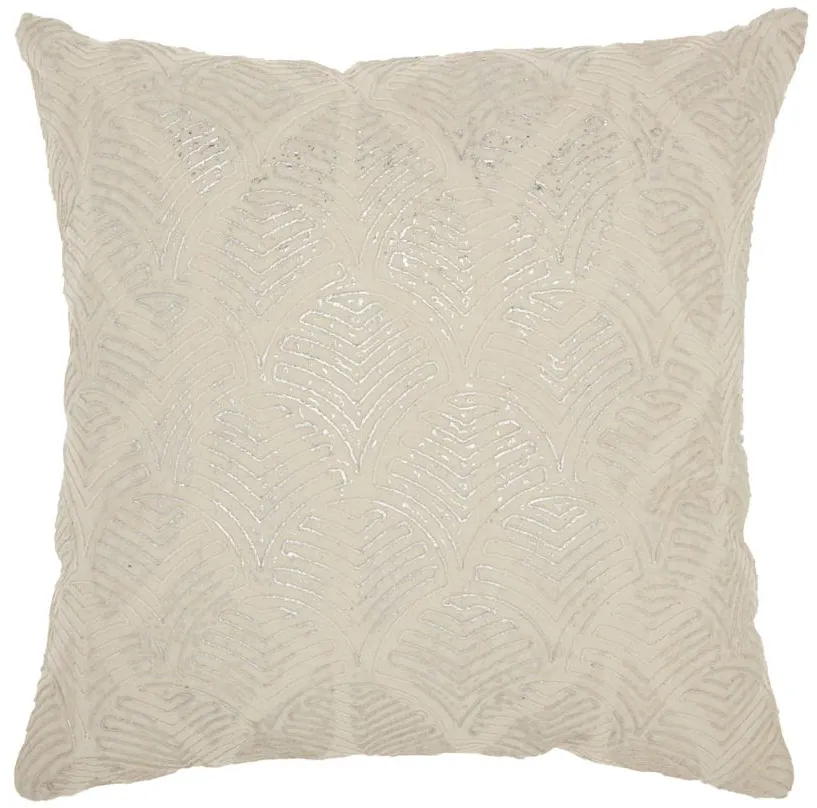 Mina Victory Feathers Throw Pillow in Ivory/Silver by Nourison