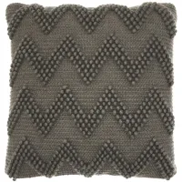 Mina Victory 20" Square Chevron Throw Pillow in Charcoal by Nourison