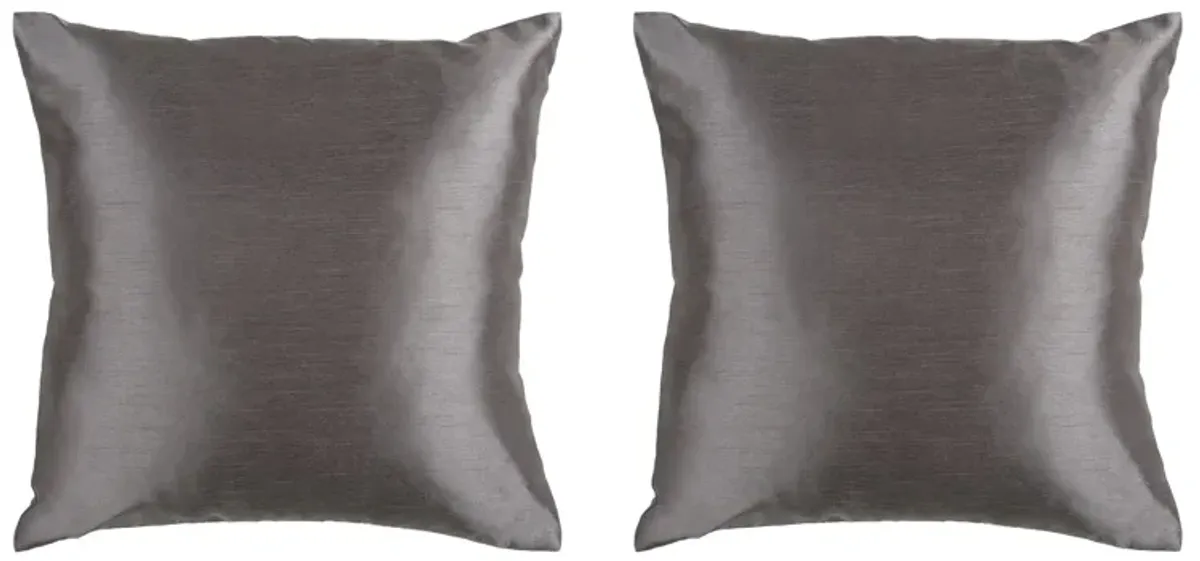 Solid Luxe 18" Down Throw Pillow Set - 2 Pc. in Charcoal by Surya