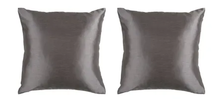 Solid Luxe 18" Down Throw Pillow Set - 2 Pc. in Charcoal by Surya