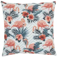 Mina Victory Tropical Flamingos Throw Pillow in Multicolor by Nourison