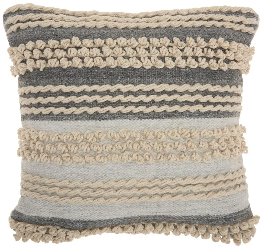 Mina Victory Texture Stripes Throw Pillow in Ocean by Nourison