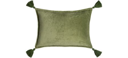 Cotton Velvet Down Fill Pillow in Grass Green, Dark Green by Surya
