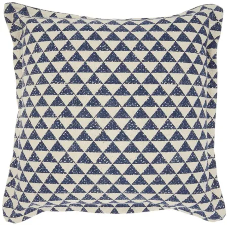 Nourison Printed Triangles Throw Pillow in Indigo by Nourison