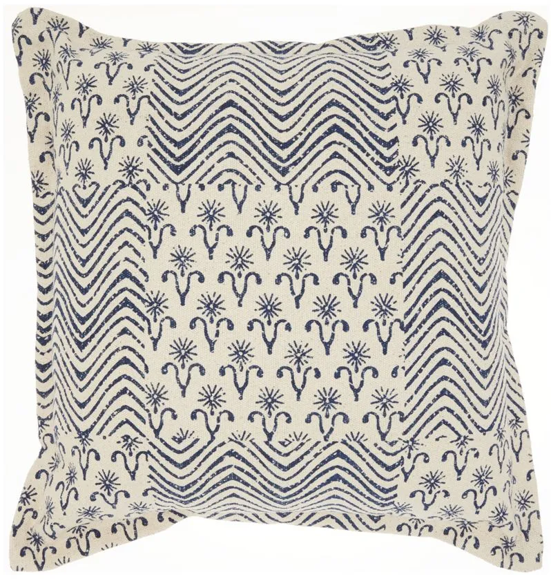 Nourison Printed Flower Patch Throw Pillow in Indigo by Nourison