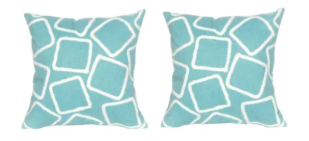 Liora Manne Visions I Squares Pillow Set - 2 Pc. in Aqua by Trans-Ocean Import Co Inc