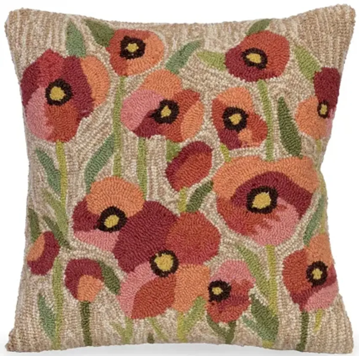 Liora Manne Frontporch Poppies Pillow in Natural by Trans-Ocean Import Co Inc